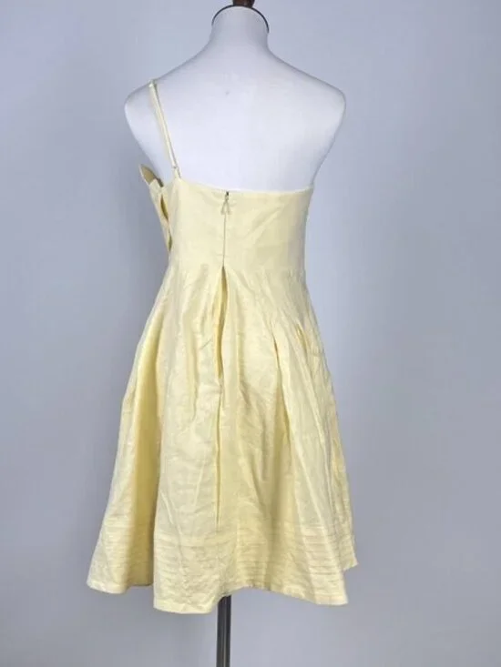 NWOT Farm Rio Lea One Shoulder Off-White Linen Blend Mini Dress Size L 3D Petal - Picture 8 of 15